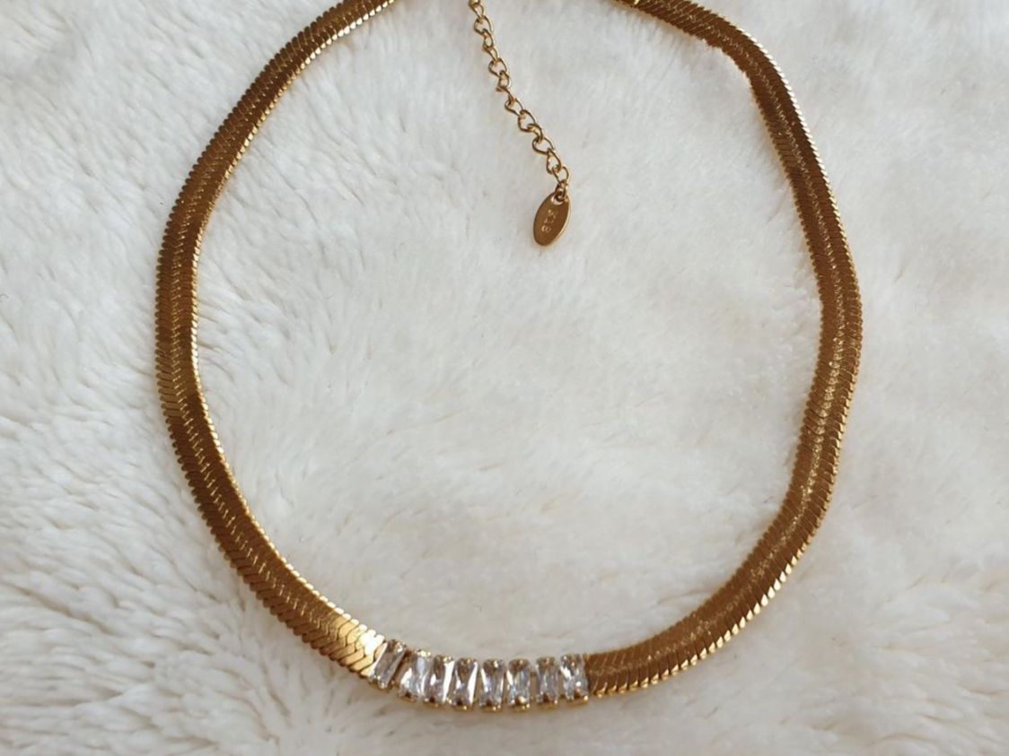 Catenine: Schlangenkette mit Kristallen // "Halsband" – Nuovo e nell'imballaggio originale da Würenlos venduto da JRP_71