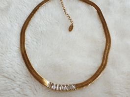 Schlangenkette mit Kristallen // "Halsband"