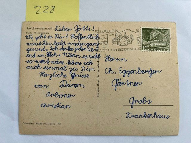 Cartoline postali: Postkarte San Bernardino Pass;  Postauto; 1957 – Usato da Niederwil AG venduto da dahu75 1