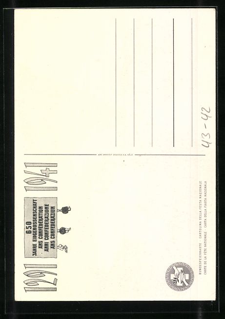 Cartoline postali: 650 Jahre Eidgenossenschaft 1291-1941, S – Usato da Berlin venduto da bartko-reher 1
