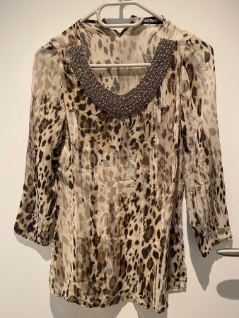 Bluse Damen 36 v.Golle Haug, beige/braun langärmelig wie Neu