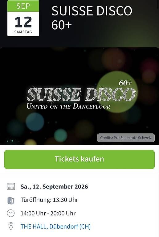 Tickets: Tickets Suisse Disco 60+ – Neu und originalverpackt aus Bertschikon Gossau von twentyfive