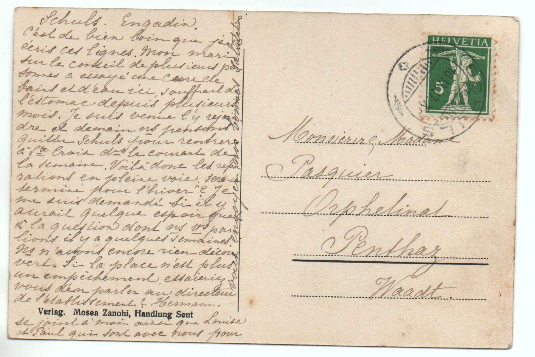 Cartoline postali: 5-Bild-AK Gruss aus SENT – Usato da Jona venduto da philajona 1