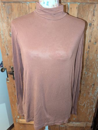 H&M braunes Damen Rollkragen-Langarmshirt, Grösse L Viskose