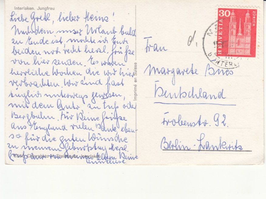Cartoline postali: Interlaken 1961 – Usato da Bürglen TG venduto da StampGraf 1