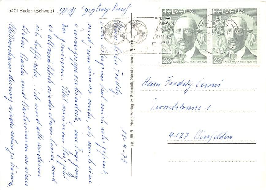 Cartoline postali: AG - Baden – Usato da Ottikon b.Kemptth. venduto da Neptun1974 1
