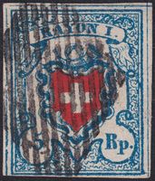 T.9 B3-LU, sehr schönes Stück mit 3 Plattenfehlern, signiert