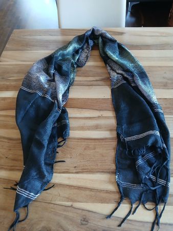Elegant Scarf - Black with Silver Accents, Spring