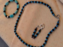 Schmuckset, Halskette und Ohrringe Türkis, inkl. Armband
