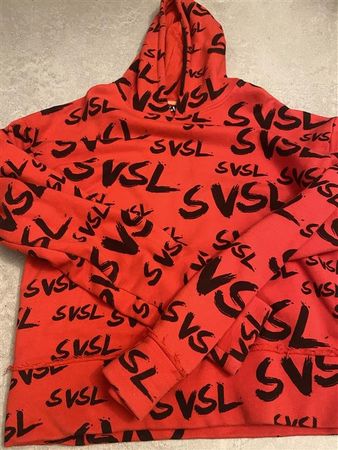 SVSL Hoodie rot mit Logo-Print – Gr. XS oversize