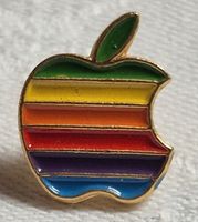 Apple Regenbogen ansteck Pin, Vintage Kult Sammlerstück Rari