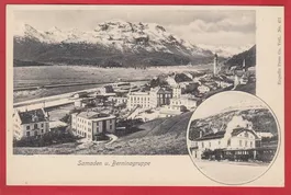 SAMADEN, BAHNHOF, DAMPFLOK, LICHTDRUCK