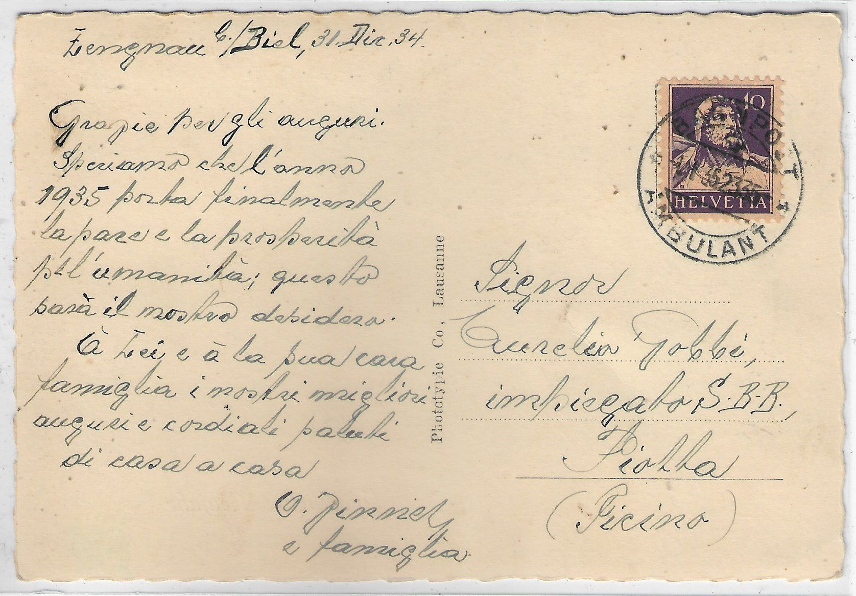 Cartes postales: Biel Bienne - Glückliches Neujahr – D'occasion à Ettingen par Kartenplanet 1
