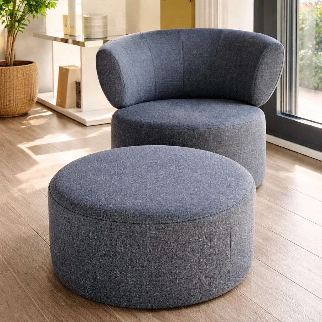 Rolf Benz Hocker: Rolf Benz Sitz-Hocker Graublau – Neu (gemäss Beschreibung) aus Winterthur von db5_yr2m 1