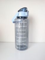 2L Trinkflasche mit Zeitmarkierung & Strohhalm – Blau