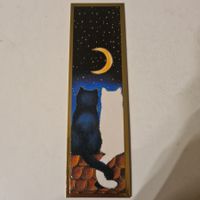 Anna Wischin Lesezeichen mit Katzenmotiv, Original Ölbild