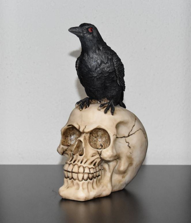 Statuette: Totenkopf mit Rabe – Nuovo e nell'imballaggio originale da Menziken venduto da mrpaedu 5