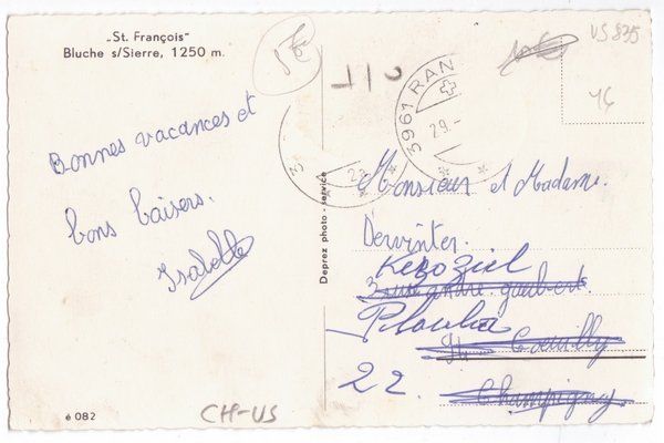 Cartoline postali: Bluche sur Sierre, St-François – Usato da Frauenfeld venduto da POML 1