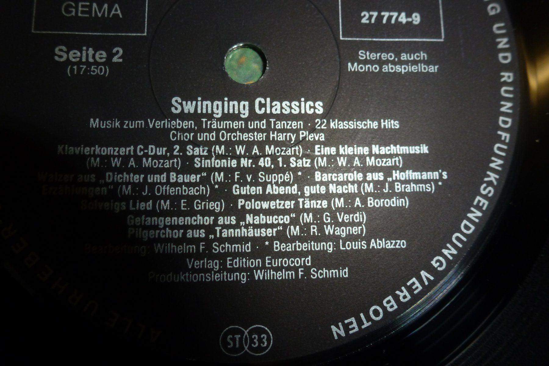 Dischi in vinile: Swingung Classics Chor Orchester H Pleva – Usato da Emmen venduto da newdeal1970 3