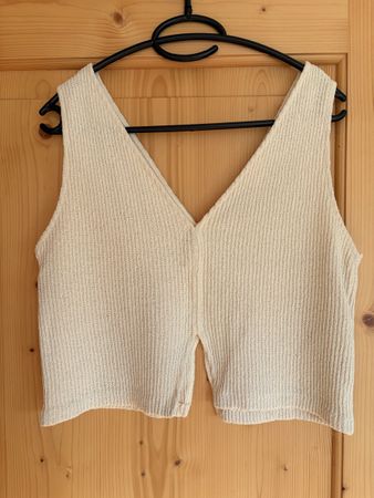 Massimo Dutti Stricktop cropped creme Grösse XS
