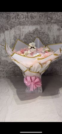 Windelstrauss mit LED, Geschenk Geburt Taufe Babyparty Deko