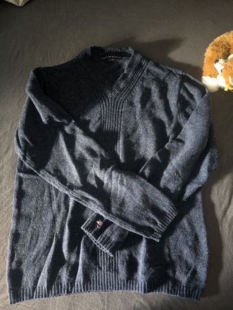 Pull Tommy Hilfiger laine bleu marine homme chaud hiver L