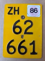 Velonummer ZH 86 gelb Mofanummer Plaque Mofa