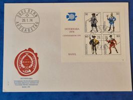 Bern Ersttagsbrief 29.01.1974 INTERNABA Basel 1974 mit Block