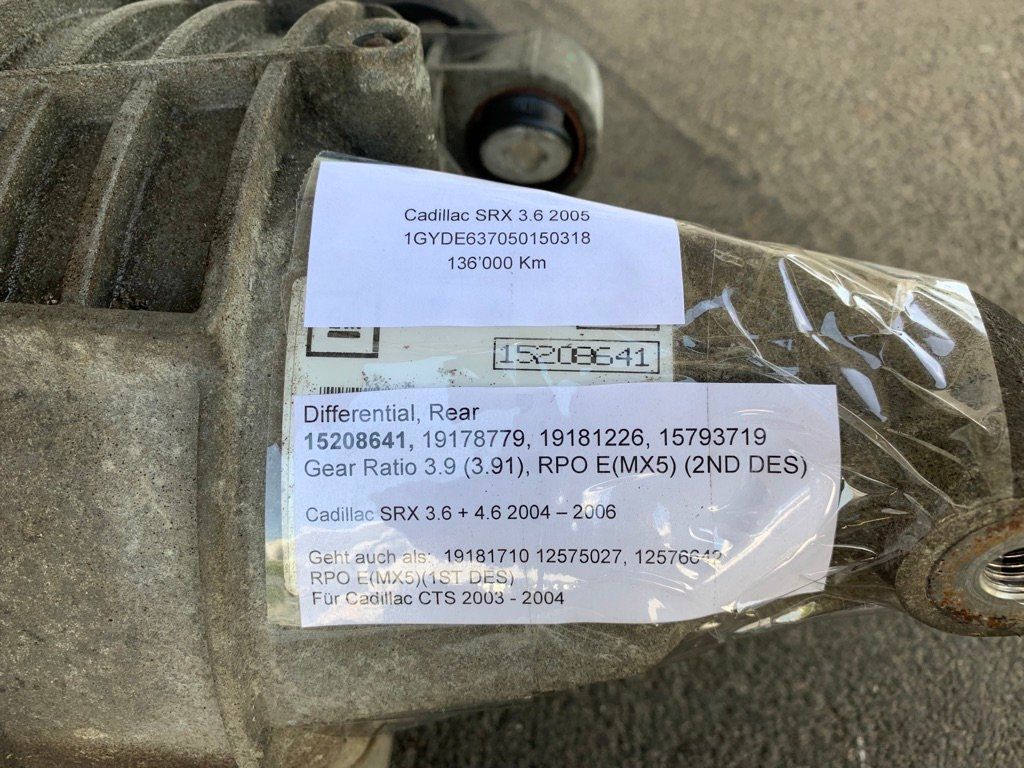 Cadillac Tutti pezzi di ricambio auto: Hinterachse Differential Cadillac SRX 2004 – 2006 – Usato da Stetten AG venduto da klappag 2