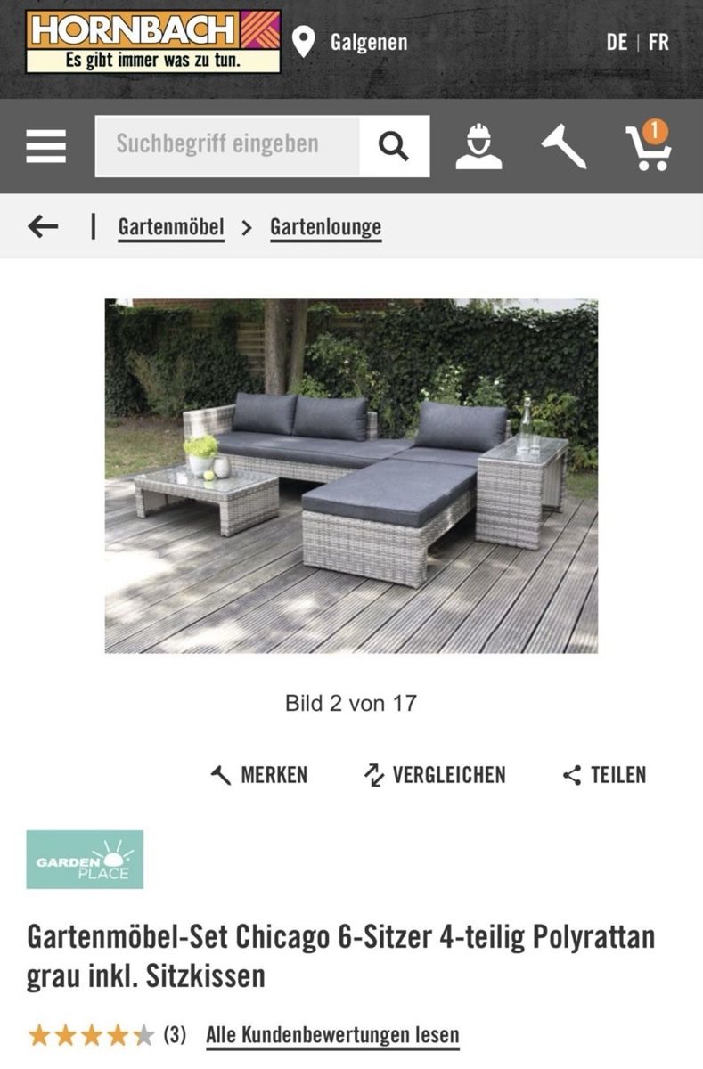 Divani: Gartenmöbel-Set Chicago 6-Sitzer 4-teilig Polyratten grau – Usato da Richterswil venduto da jul_qnt6 2