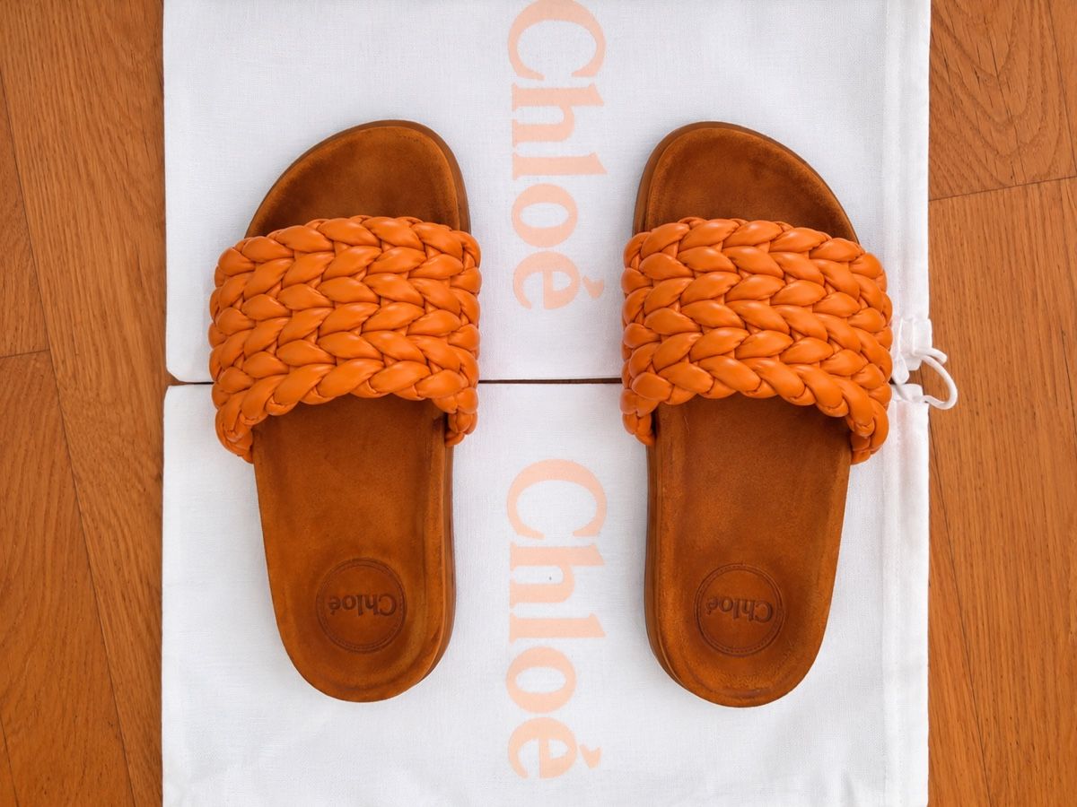 Chloé Scarpe da donna: Chloé Braided Leather Slides Orange Size 37 Summer! – Usato da Fribourg venduto da aix_fs82