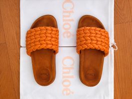 Chloé Braided Leather Slides Orange Size 37 Summer!