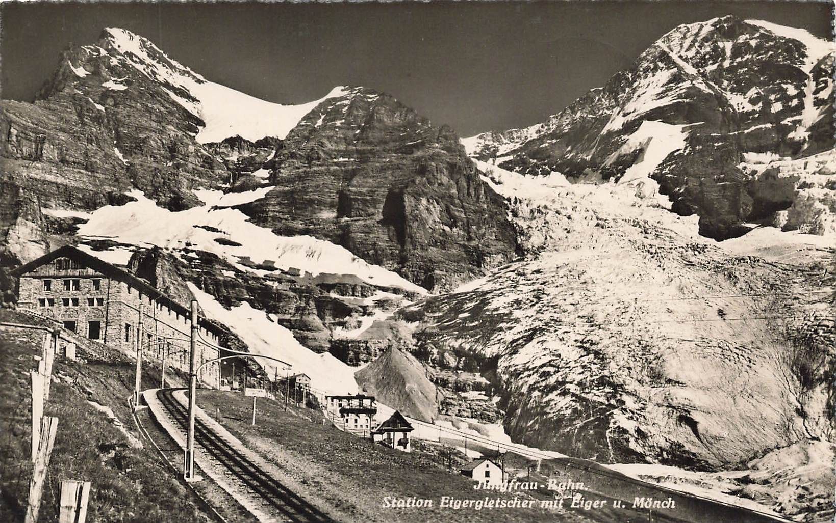 Cartoline postali: Jungfrau bahn Station eigergletscher mit eiger mönch – Usato da Biasca venduto da Blenio71