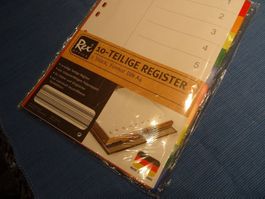 10 teilige Register DIN A4  farbig