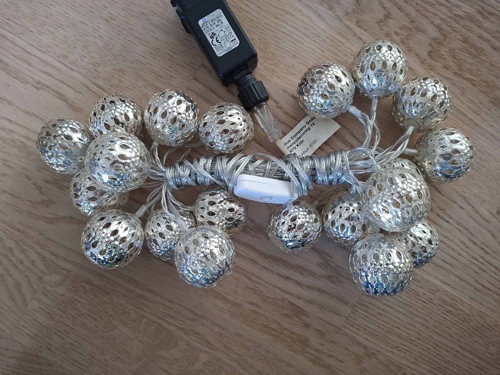 Ghirlande e barre luminose: Lichterkette Orientalisch Kugeln silber mit Netzteil – Nuovo (secondo la descrizione) da Winterthur venduto da CBerger01