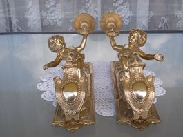 31cm Bronze Figur Putten Wand Kerzenleuchter 3595 gr im Paar