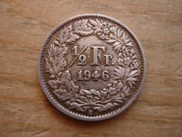 (K1) 1/2 Franken 1946  Gleich. VZ-