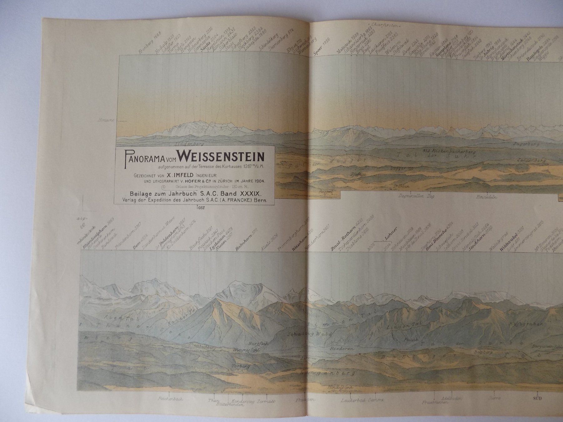 Incisioni: Panoramakarte vom Weissenstein 1904 – Usato da Risch venduto da Antikfee