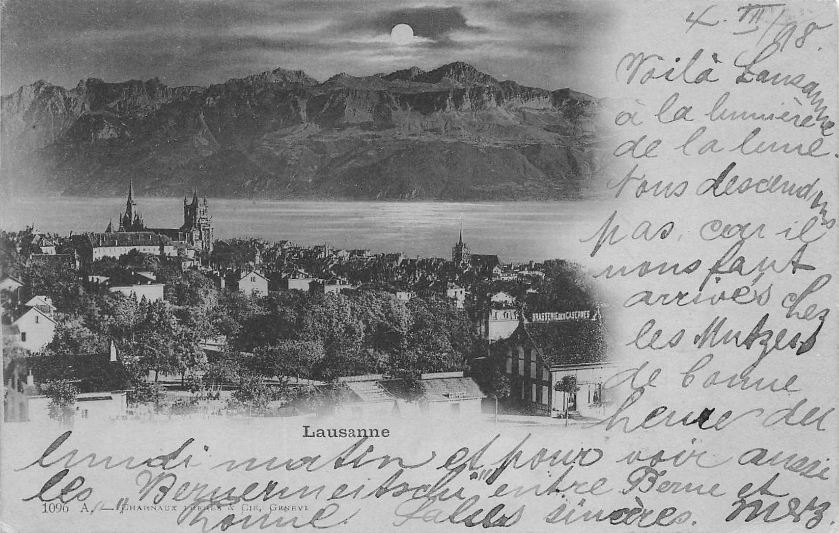 Cartoline postali: Lausanne Nacht 1898 – Usato da Biasca venduto da Blenio71