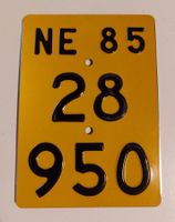 Velonummer NE 85 Mofanummer gelb plaque Mofa