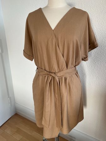 Sarah John Damen Kleid, 45% Leinen, Gr. L, Hellbraun, NEU