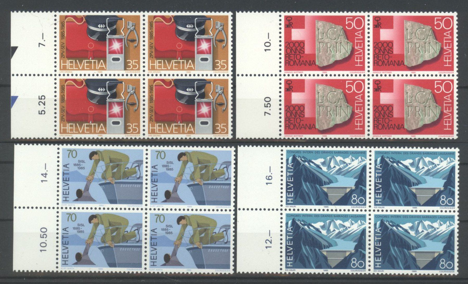 Tutti i francobolli: 1985, Sonderpostmarken I, Viererblöcke ** – Nuovo (secondo la descrizione) da Willisau venduto da Vollstempel