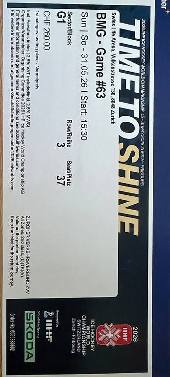 Biglietti: IIHF Game #63 - Preis verhandelbar – Usato da Brugg AG venduto da rob_2njz
