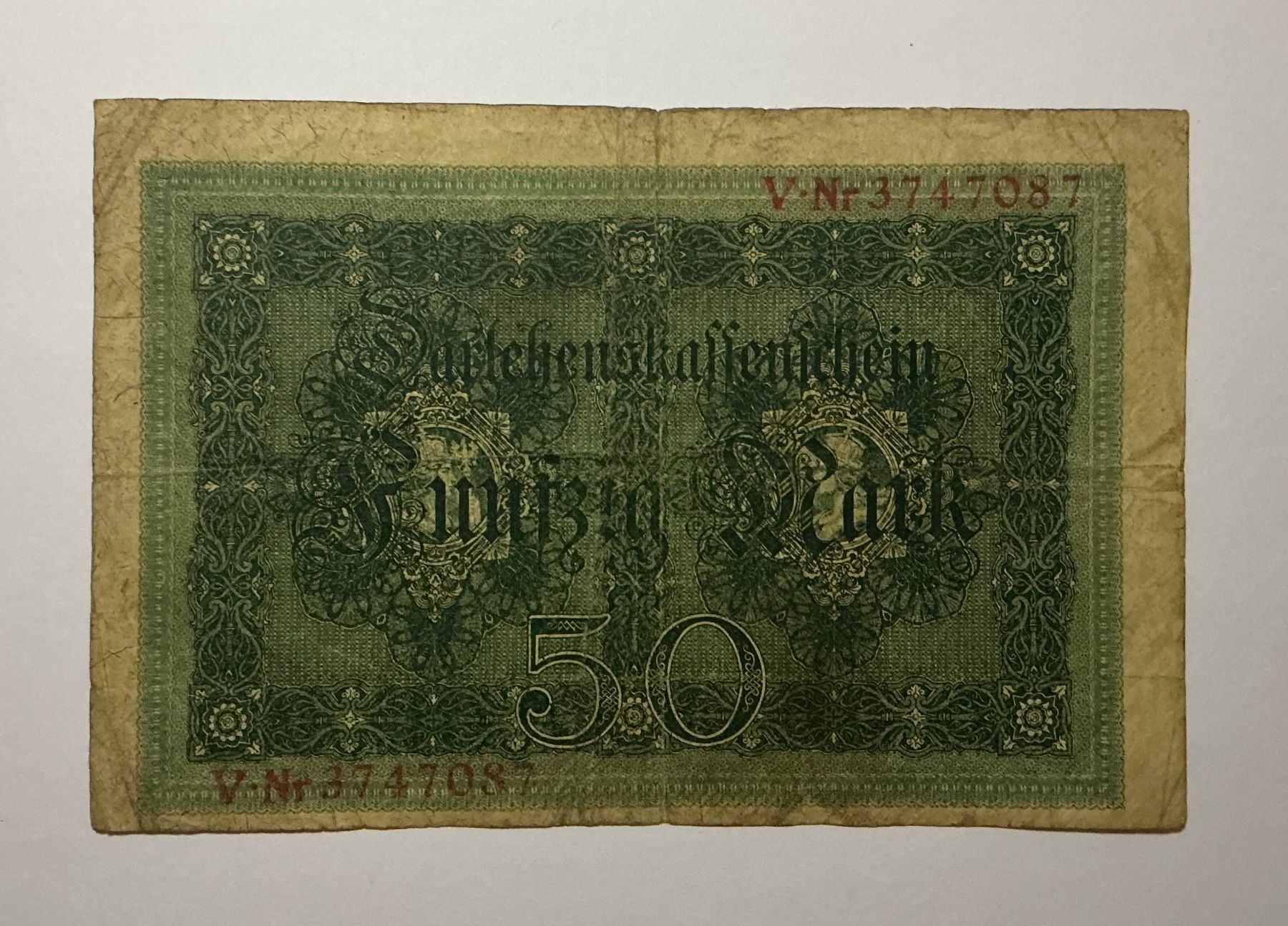 Banknoten: Seltene 50 Mark 1914 Darlehenskassenschein – Gebraucht aus Adliswil von NT15 1