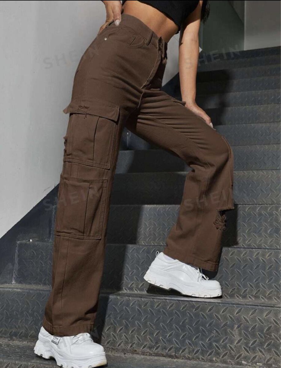 Shein Pantaloni: Pantalon large brun – Nuovo e nell'imballaggio originale da Montreux venduto da Izapeche811 2