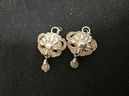 Elegante Ohrclips, Filigran Silber,  Trachten Schmuck