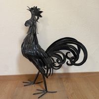 Großer Metallhahn Skulptur 70cm Handarbeit Deko Figur