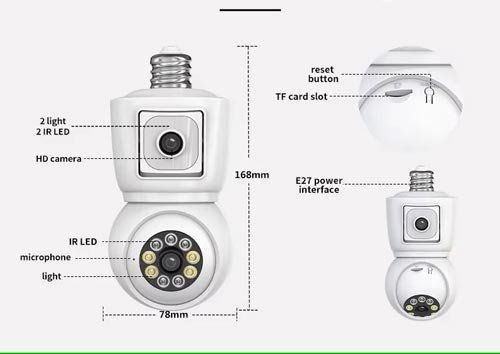 Sistemi d'allarme: Glühbirnen-WiFi-Kamera mit Dual-Objektiv. – Nuovo e nell'imballaggio originale da Liestal venduto da OMAROSHOP 7