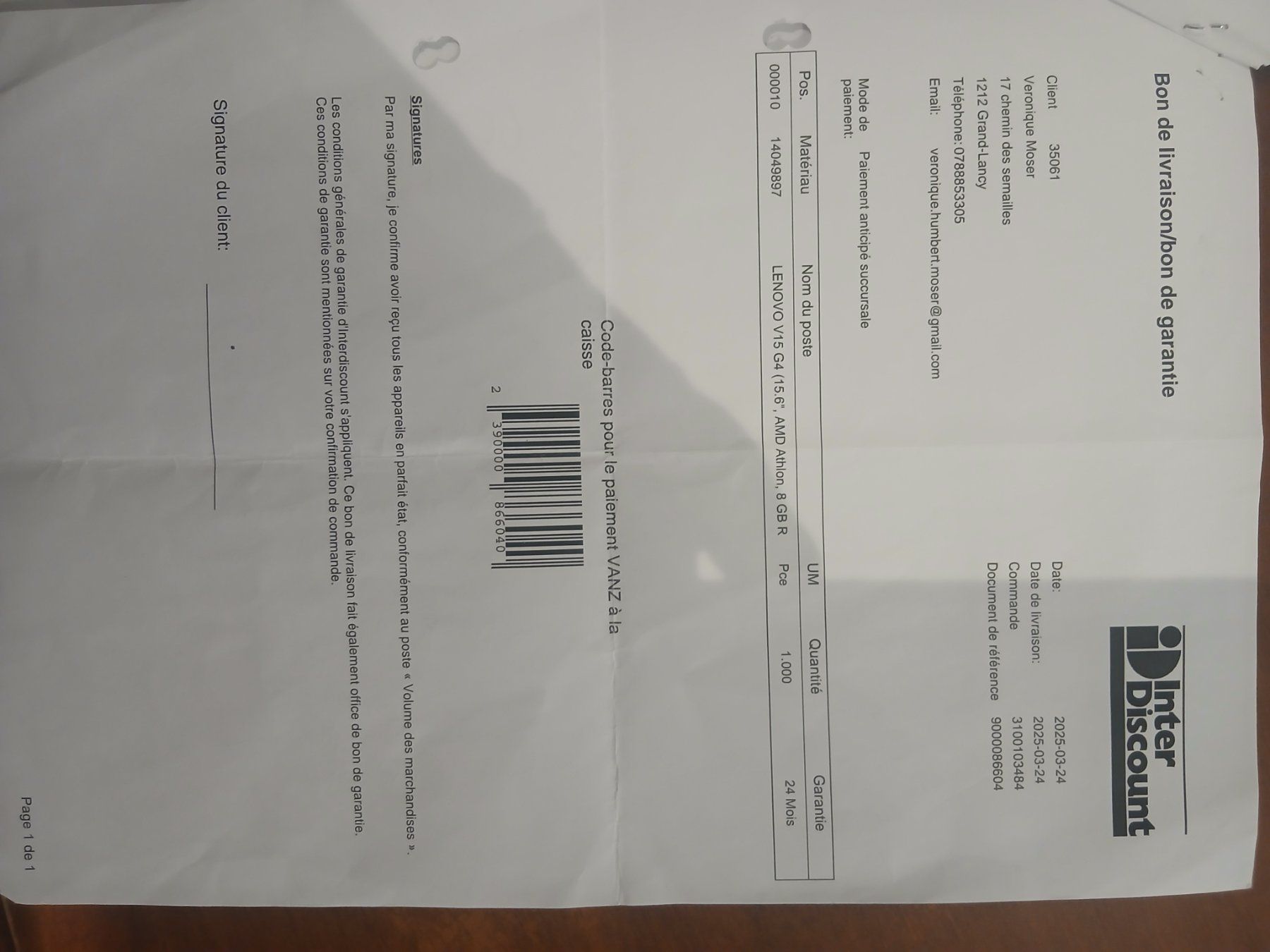 Lenovo PC: ordinateur Lenovo V15 G4 – Usato da Grand-Lancy venduto da ver_5zz8 1