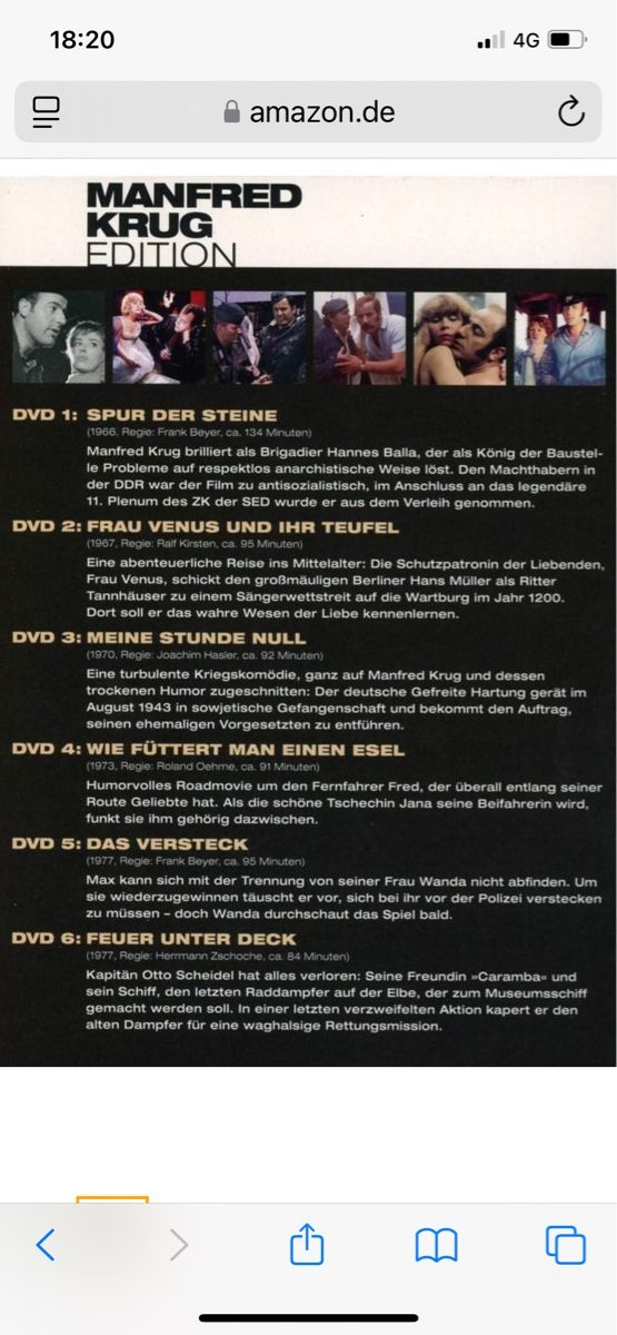 Tutti i DVDs: Manfred Krug - Edition / 6 Filme – Usato da Waldenburg venduto da Mimily33 1